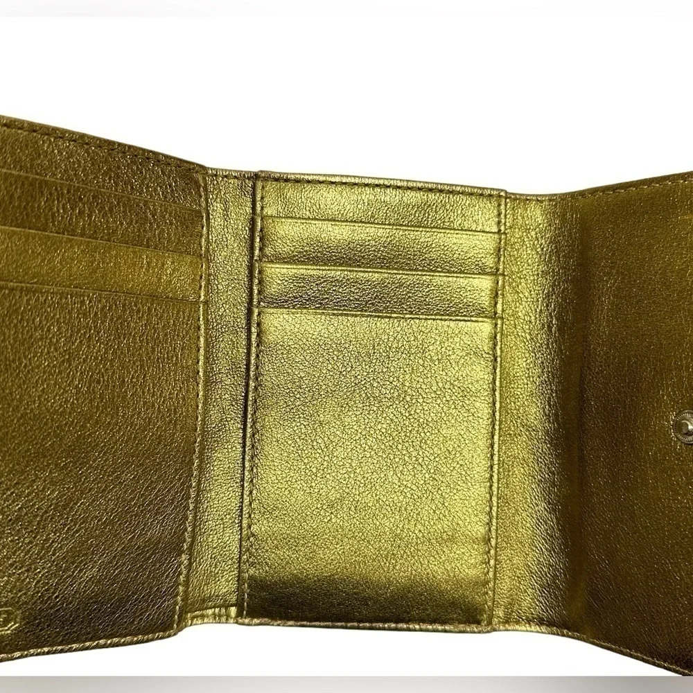 Coach Signature Patchwork Snakeskin Mini Wallet In Khaki/Gold RARE New With Tags